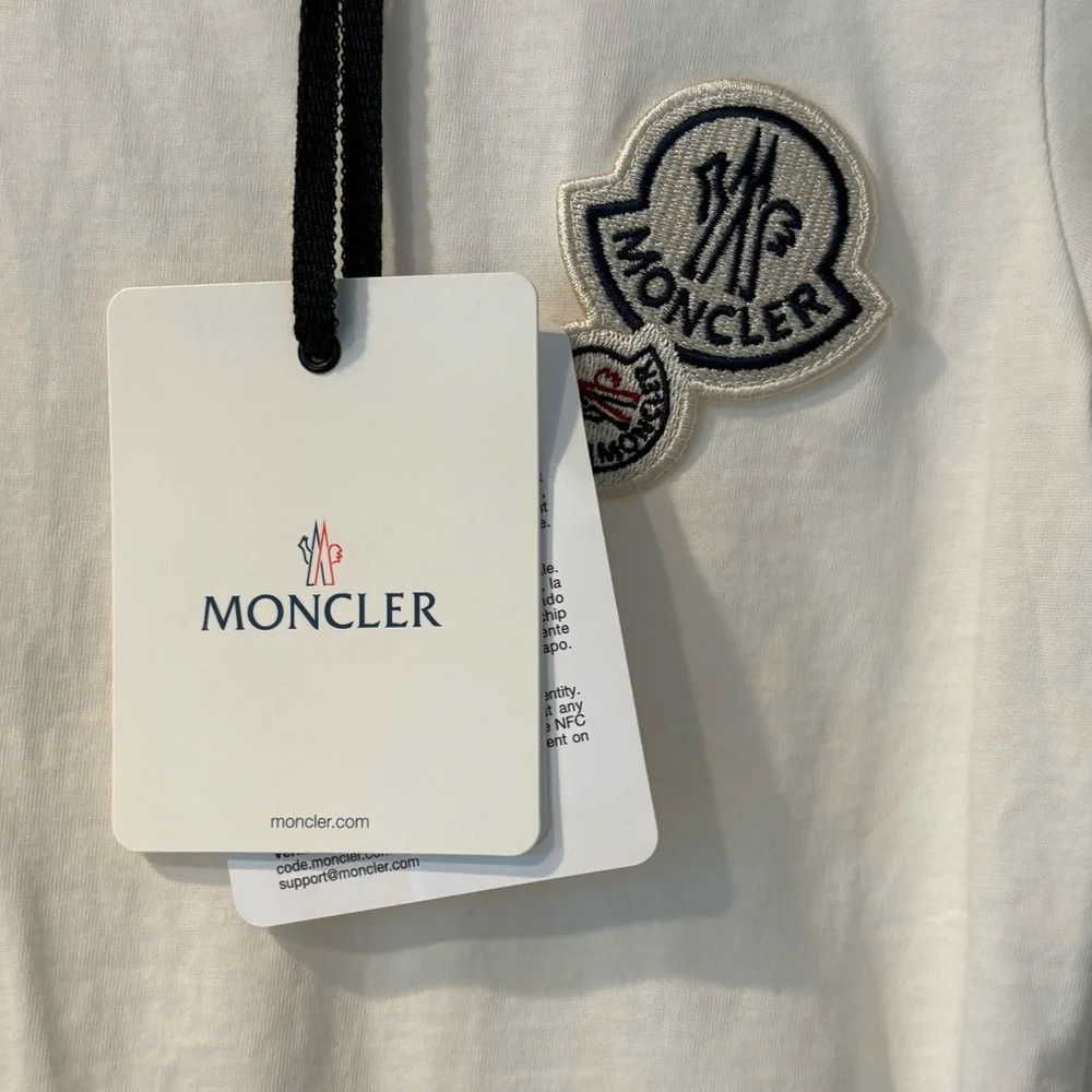 NWT Moncler Kids size 8 Cream Maglia T-Shirt with Logo - Picture 4 of 6